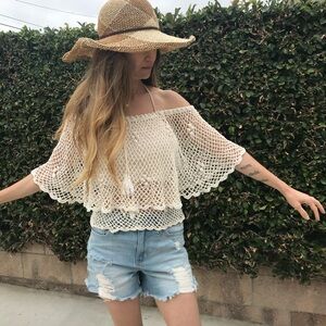Boho Crochet Off Shoulder Top